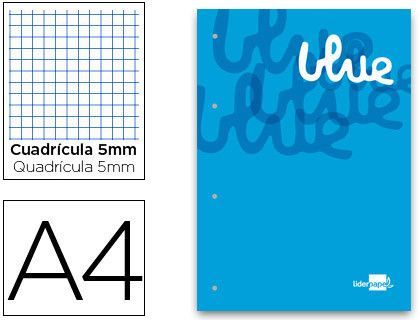 Bloc Encolado Liderpapel Cuadro 5 mm Azul A4 Natural 100 Hojas 100 G/M2