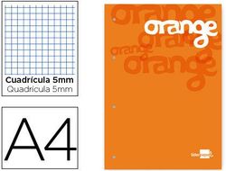 Bloc Encolado Liderpapel Cuadro 5 mm Naranja A4 Natural100 Hojas 100 G/M2