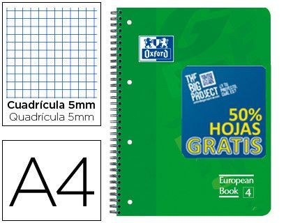 Bloc espiral oxford tapa plastico optik paper microperfdin a4 120 h 50% hojas gratis cuadros 5 mm con 3 separadores