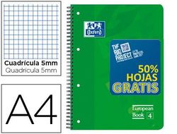 Bloc espiral oxford tapa plastico optik paper microperfdin a4 120 h 50% hojas gratis cuadros 5 mm con 3 separadores