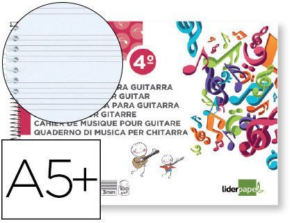 Bloc Musica Liderpapel para Guitarra Hexagrama 3 Mm. Cuarto 20 Hojas 100G/M2