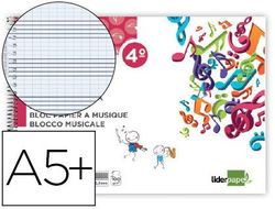 Bloc Musica Liderpapel Pentagrama Pautado 2,5Mm Cuarto 20 Hojas 100G/M2