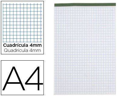 Bloc Notas Liderpapel Cuadro 4 mm A4 80 Hojas 60 G/M2 Perforado Sin Tapa
