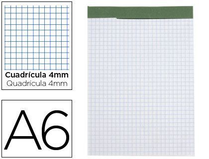 Bloc Notas Liderpapel Cuadro 4 mm A6 80 Hojas 60 G/M2 Perforado Sin Tapa