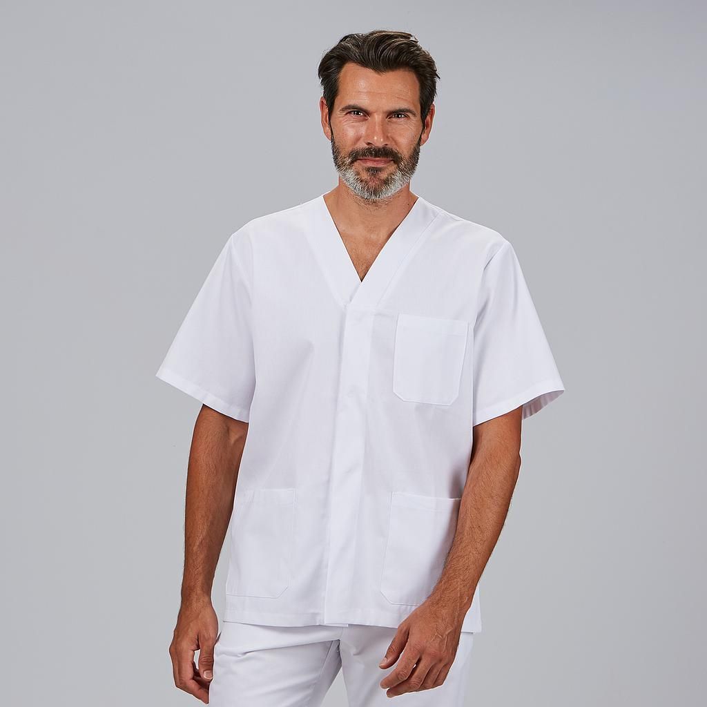 Blusa Hombre Sanitaria (Botón Presión y Sarga)