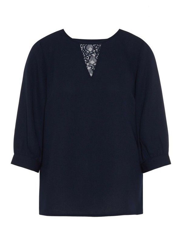Blusa manga 3/4 con detalles encaje Vero Moda Night Sky
