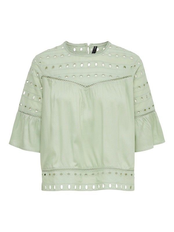 Blusón con manga 3/4 calados Only Desert Taupe