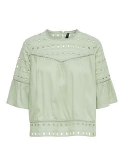 Blusón con manga 3/4 calados Only Desert Taupe