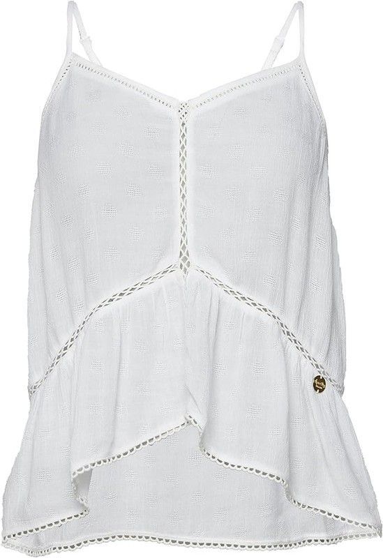 Blusón corto de tirante fino con calados Superdry Off White