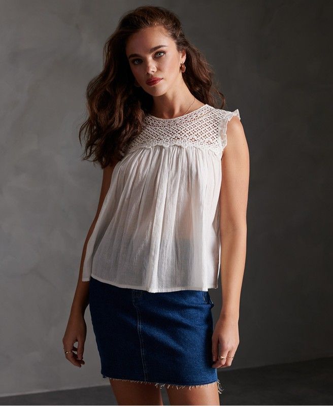 Blusón s/m con calados Superdry Oyster Mushroom