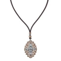 BN012X Collar PLATA DE PALO Unisex de cuero, bronce y detalles de plata