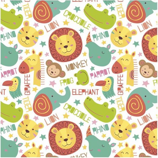 Bobina Papel Regalo 62cm x 80m Infantil Animales (IN2201-A)
