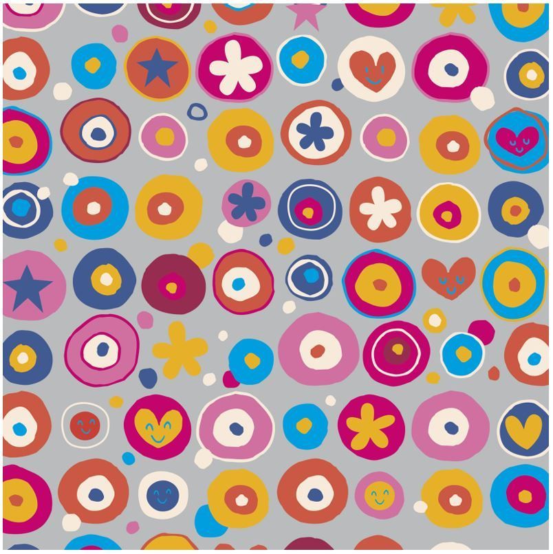 Bobina Papel Regalo 62cm x 80m Infantil Sellos Coloridos (IN1505-E)