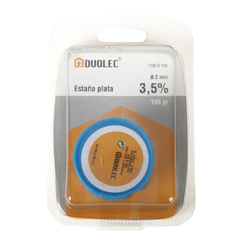Bobinas en blíster. Estaño Plat.3,5% 2Mm.100Gr.Duolec