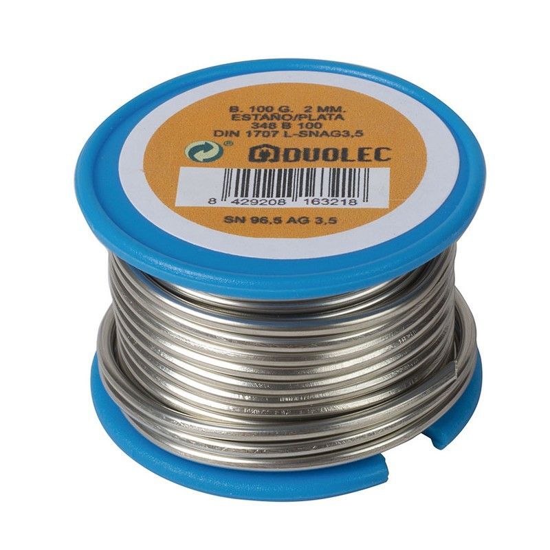 Bobinas. Estaño Plata Duolec 3,5% 2Mm.100Gr