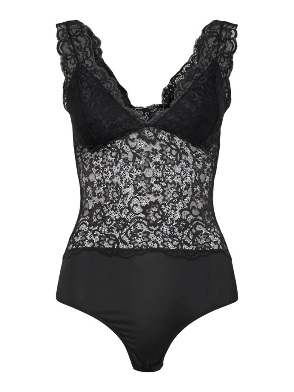 Body con tirantes y encaje Pieces Black