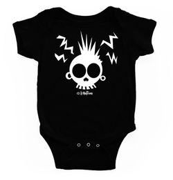 Body para bebé Calavera enfadada blanco negro