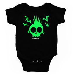 Body para bebé Calavera enfadada Verde negro