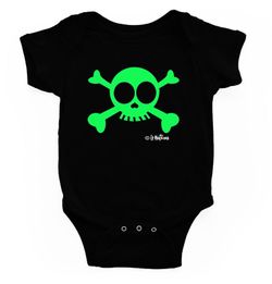 Body para bebé Calavera Green negro