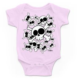 Body para bebé Calaveras en grupo en rosa