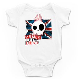Body para bebé Punks not dead en blanco