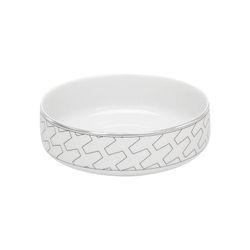 Bol para cereales de porcelana en blanco y platino, 14,1 x 14,1 x 4,9 cm | Trasso