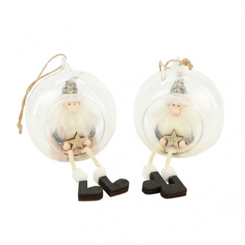 BOLA CRISTAL + SANTA ROSA - BLANCO Ø9CM. ( 2U.)