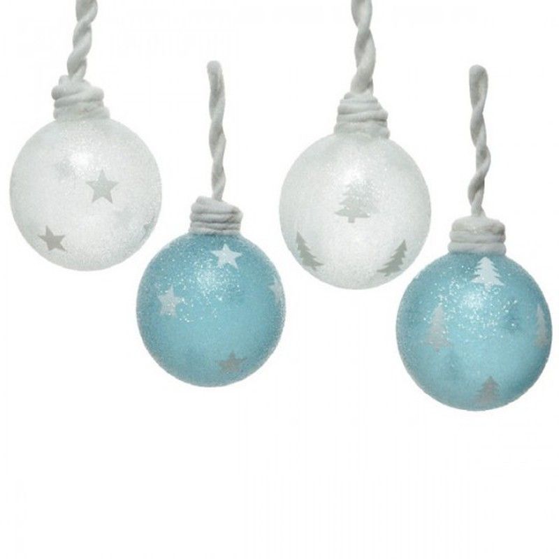 Bola Navidad Cristal Blanca Azul Diámetro 8Cm Set 12U