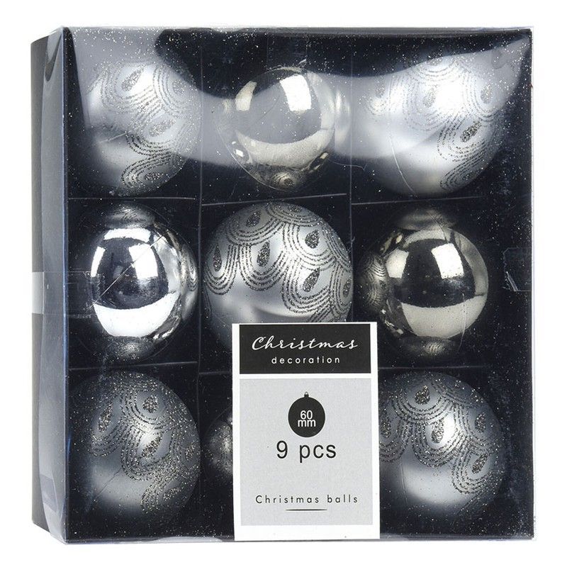 Bolas 60 Mm. X 9 Unidadesdecoradas Grafito