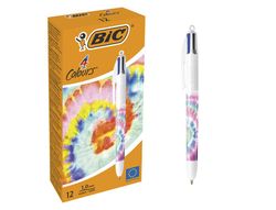 Boligrafo bic cuatro colores tiedye pastel punta de 1 mm caja de 12 unidades