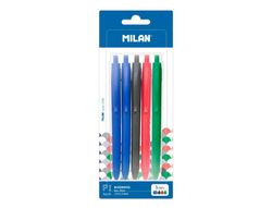 Boligrafo milan p1 retractil 1 mm touch blister de 5 unidades colores surtidos