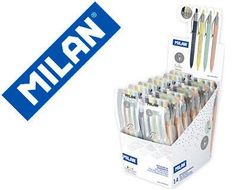 Boligrafo milan p1 silver retractil 1 mm estuche de 4 unidades colores surtidos