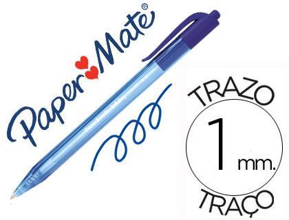 Boligrafo Paper Mate Inkjoy 100 Retractil Punta Media Azul