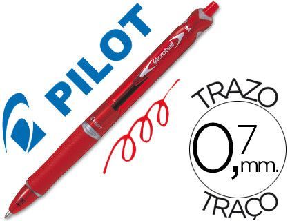 Boligrafo Pilot Acroball Rojo Tinta Aceite Punta de Bola de 1,0Mm Retractil