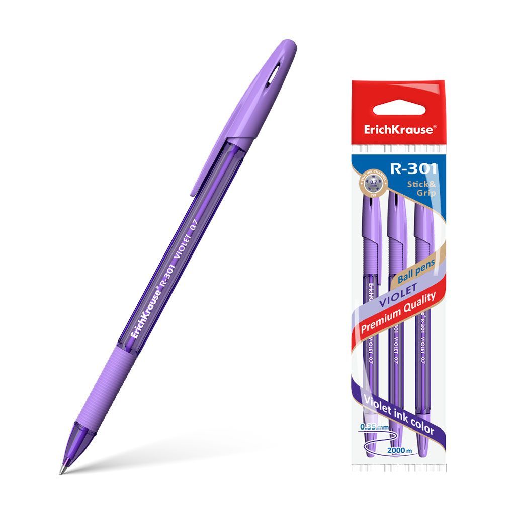 Bolígrafo R-301 Blíster 3 Violeta 0,7mm