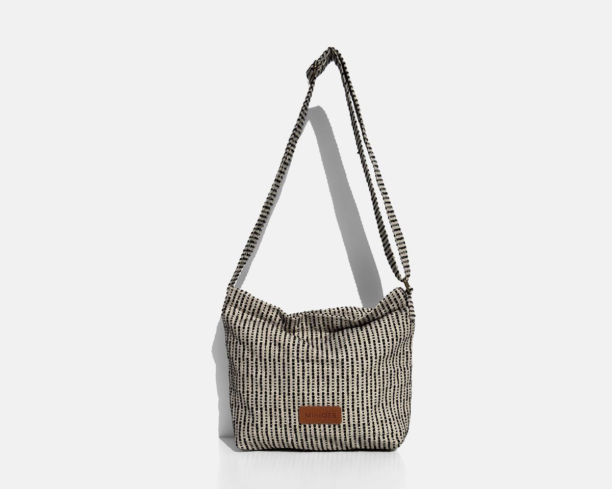 Bolsa bandolera mediana MINIOTS rayas negras