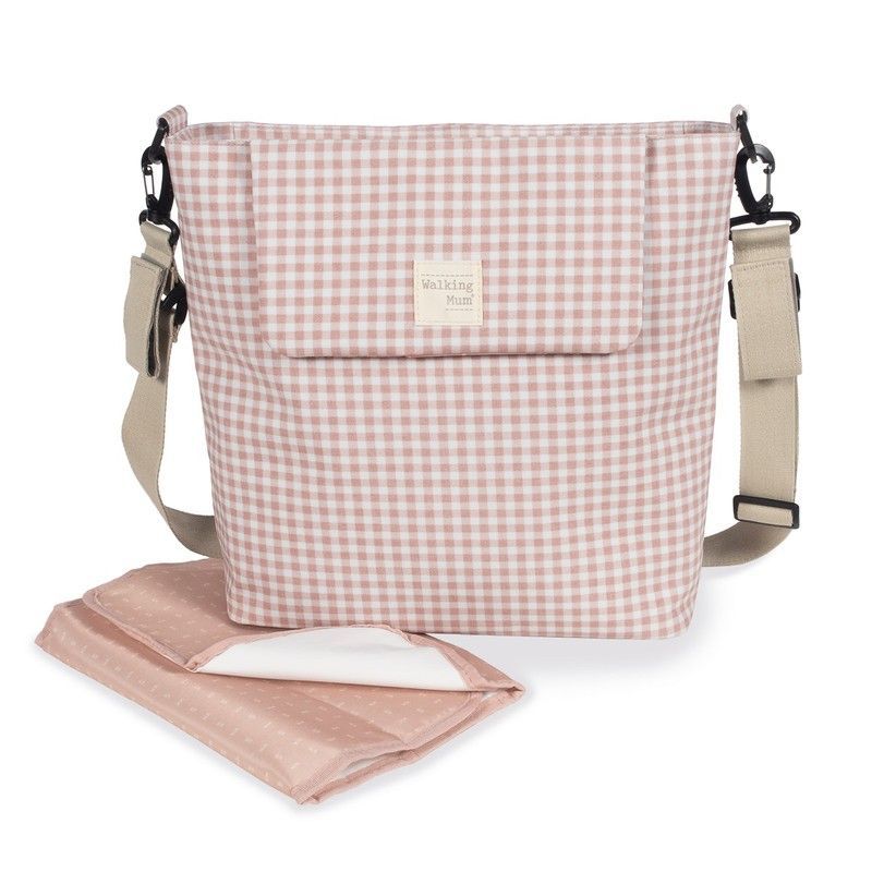 Bolsa canastilla Walking Mum I Love vichy rosa