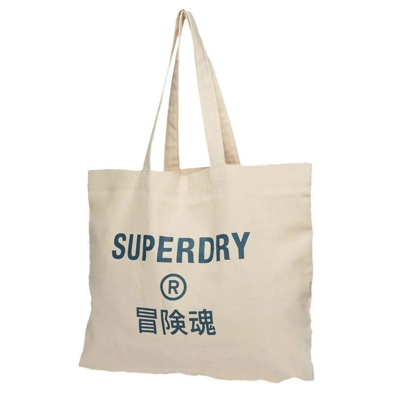 Bolsa de algodón con letras branding Superdry Natural