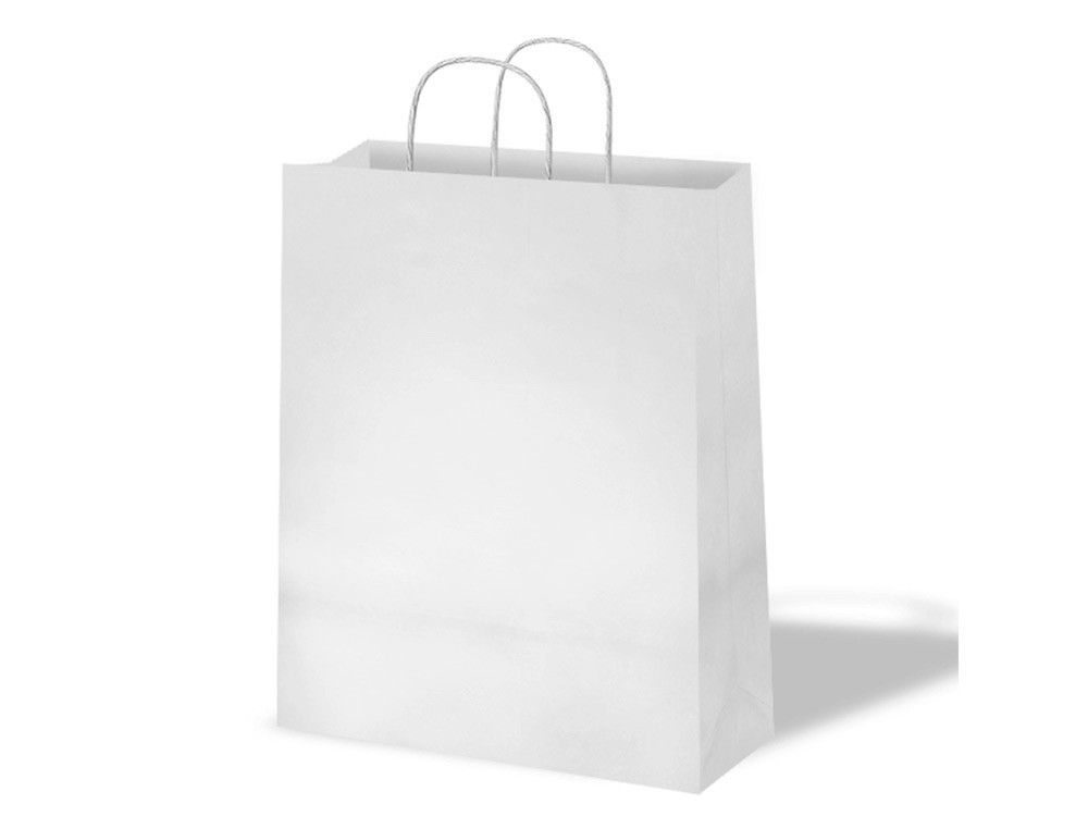 Bolsa de papel basika celulosa blanco asa retorcida tamaño "s" 240x100x320 mm