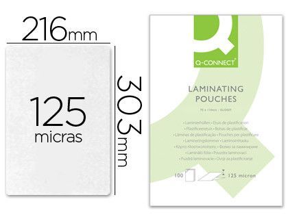 Bolsa de plastificar q-connect 303 x 216 mm 125 mc din A4 a caja de 100 unidades