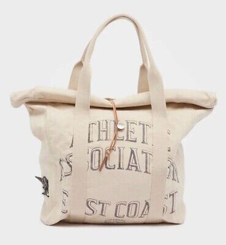 Bolsa grande algodón con letras branding Superdry Oatmeal