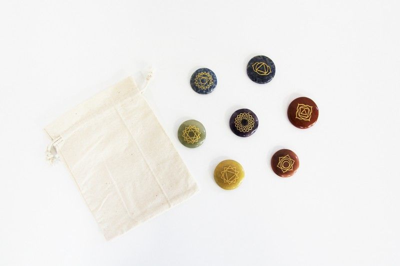 Bolsa Minerales Chakras con Inscripción