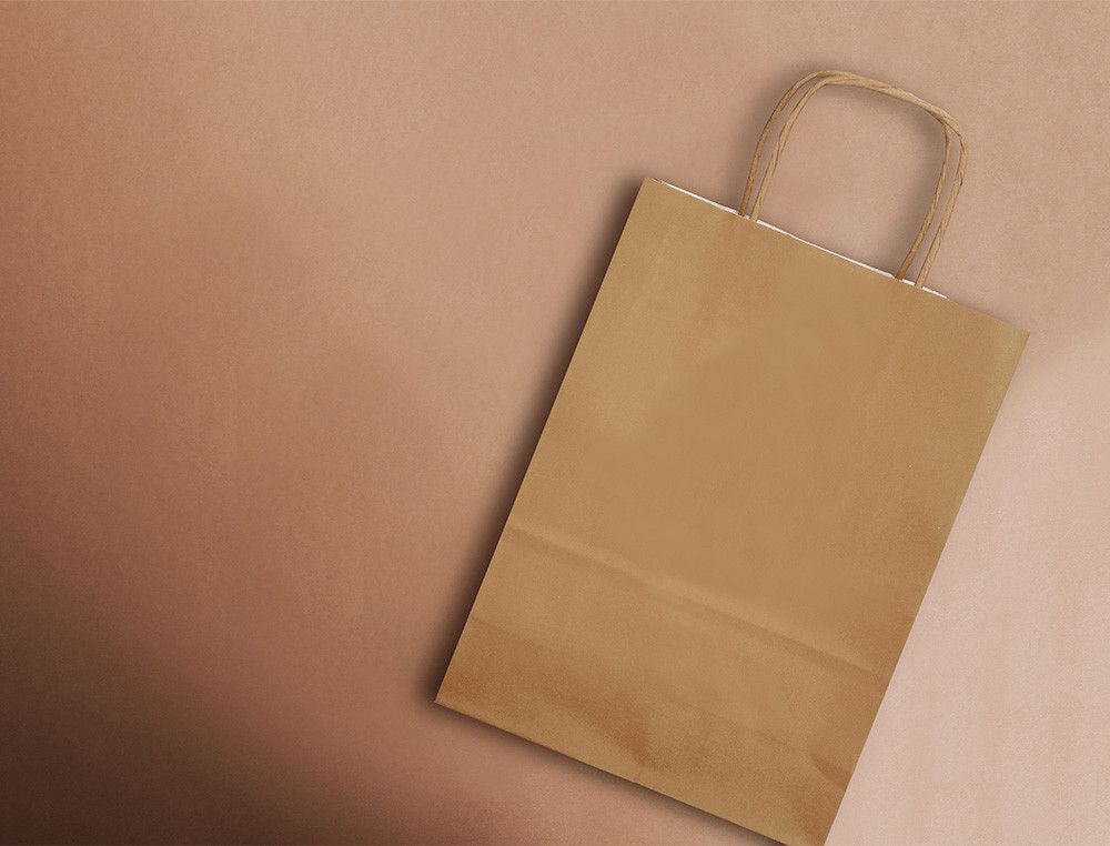 Bolsa papel q-connect celulosa natural liso l con asa retorcida 320x400x14 mm