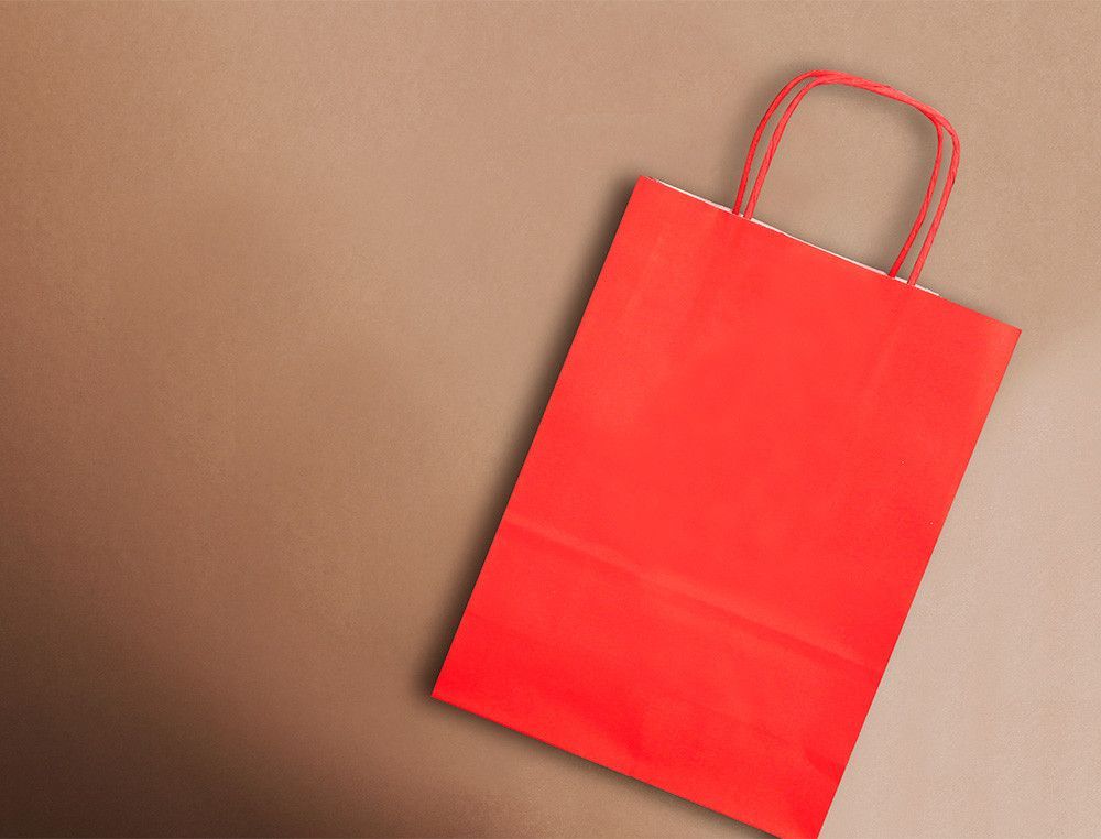 Bolsa papel q-connect celulosa rojo xs con asa retorcida 180x240x80 mm