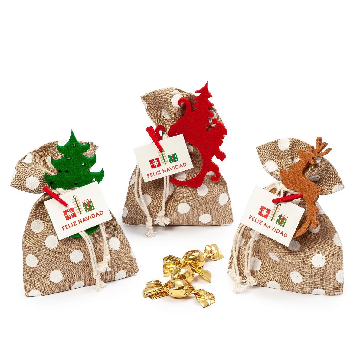 Bolsa servilletero Navideño + Tarjeta F.Navidad 3 crokis