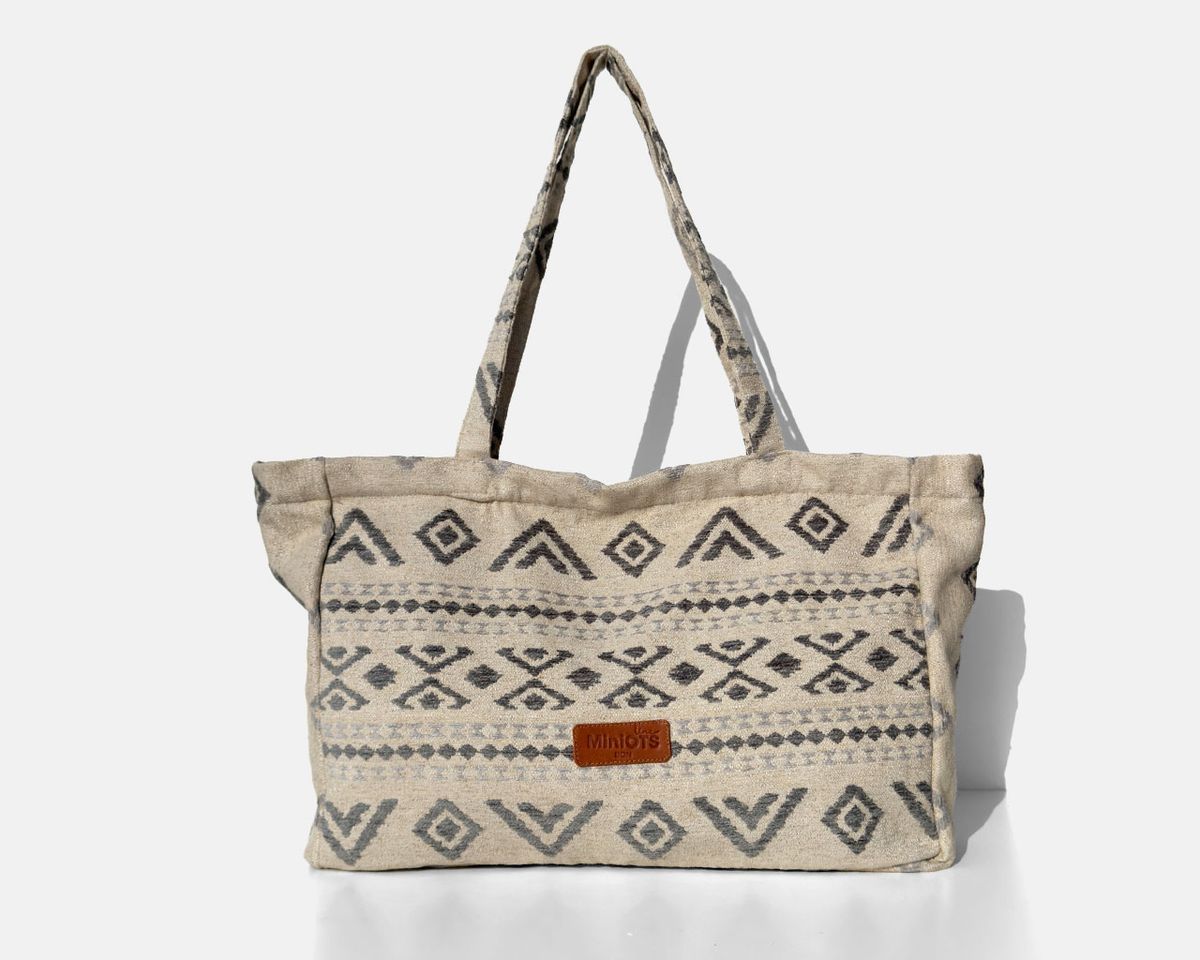 Bolsa tipo shopper grande  MINIOTS étnico gris