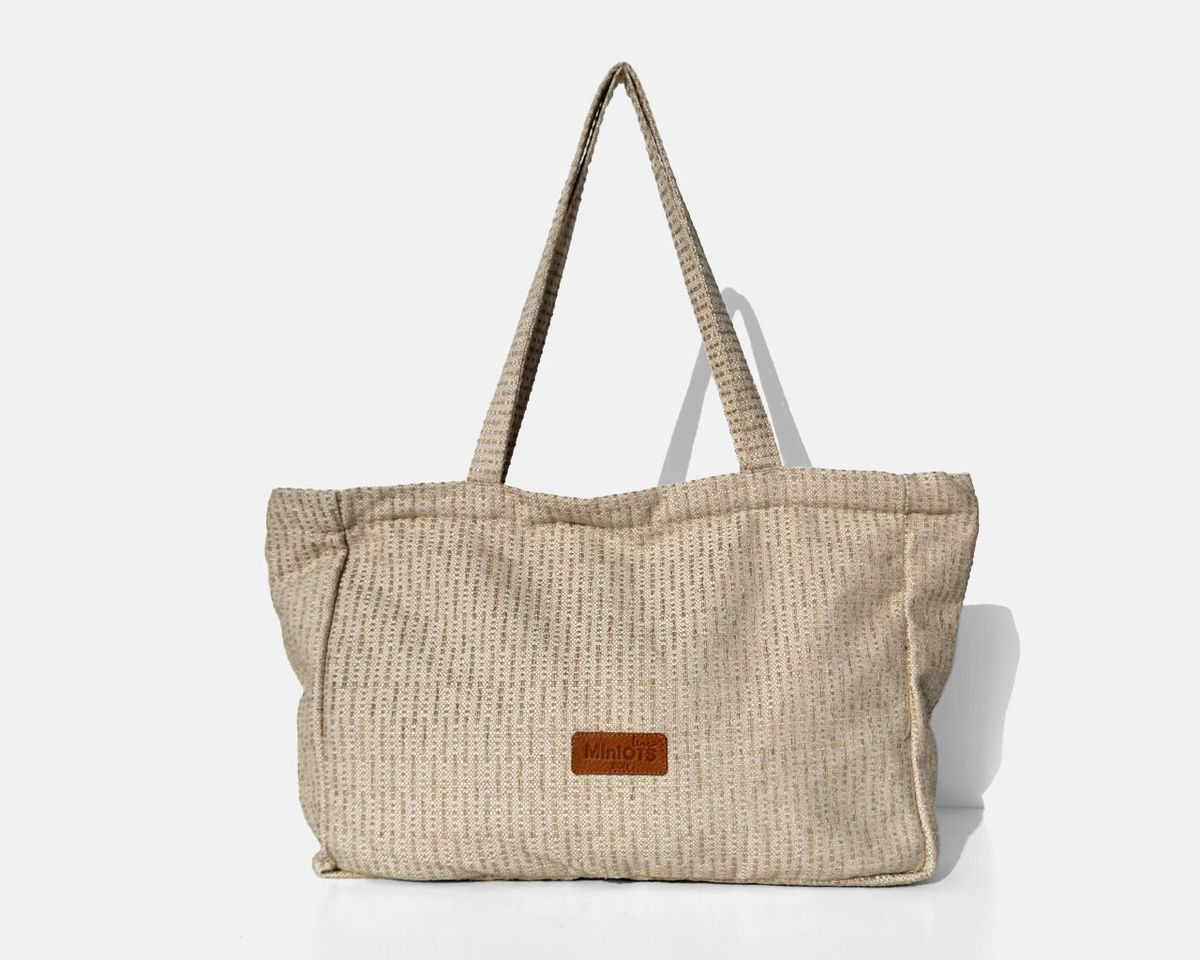Bolsa tipo shopper grande MINIOTS rayas beige