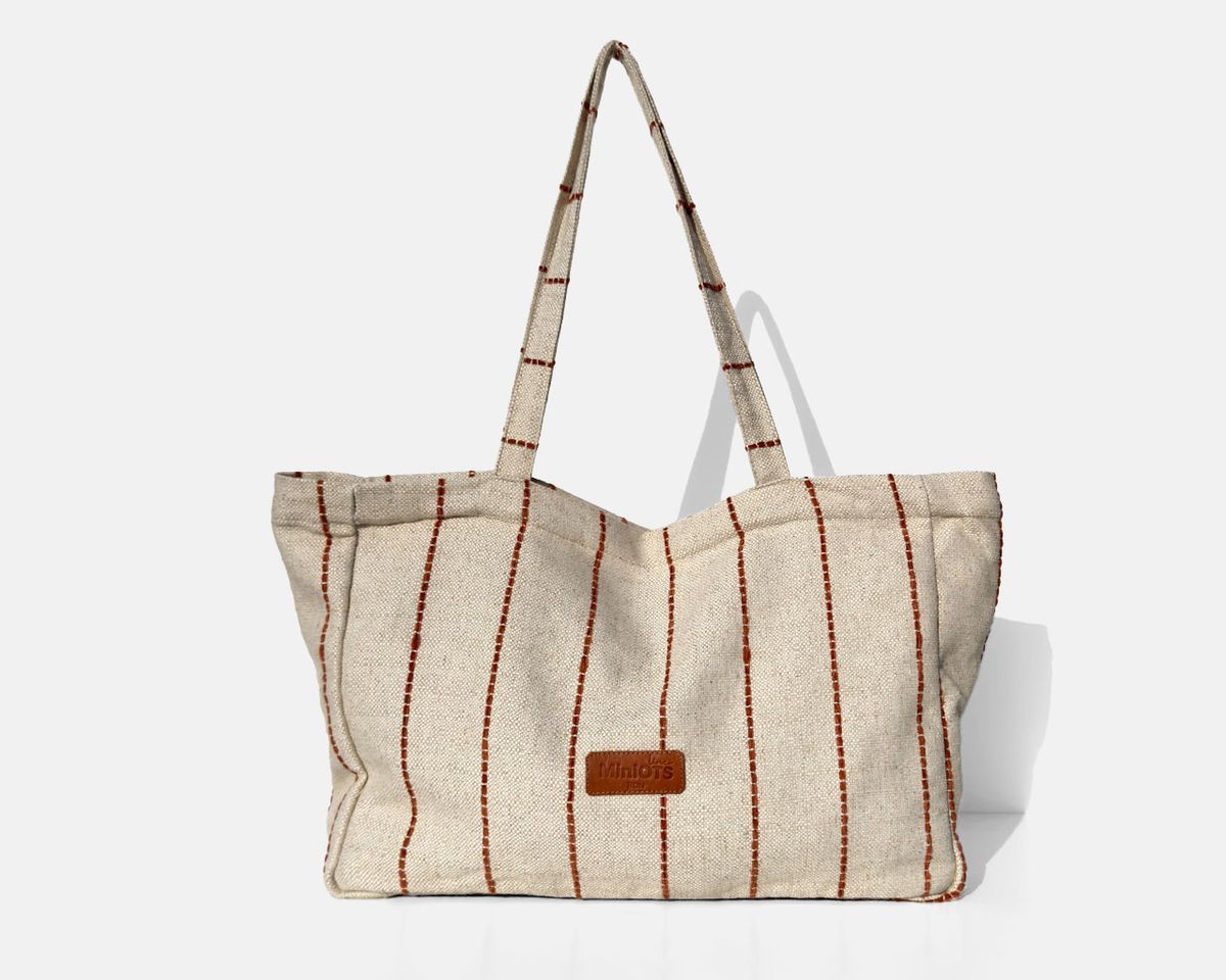Bolsa tipo shopper grande MINIOTS  rayas caldera