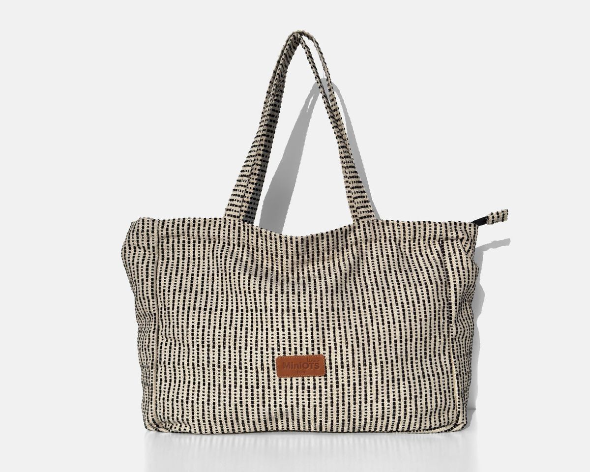 Bolsa tipo shopper grande MINIOTS rayas negras