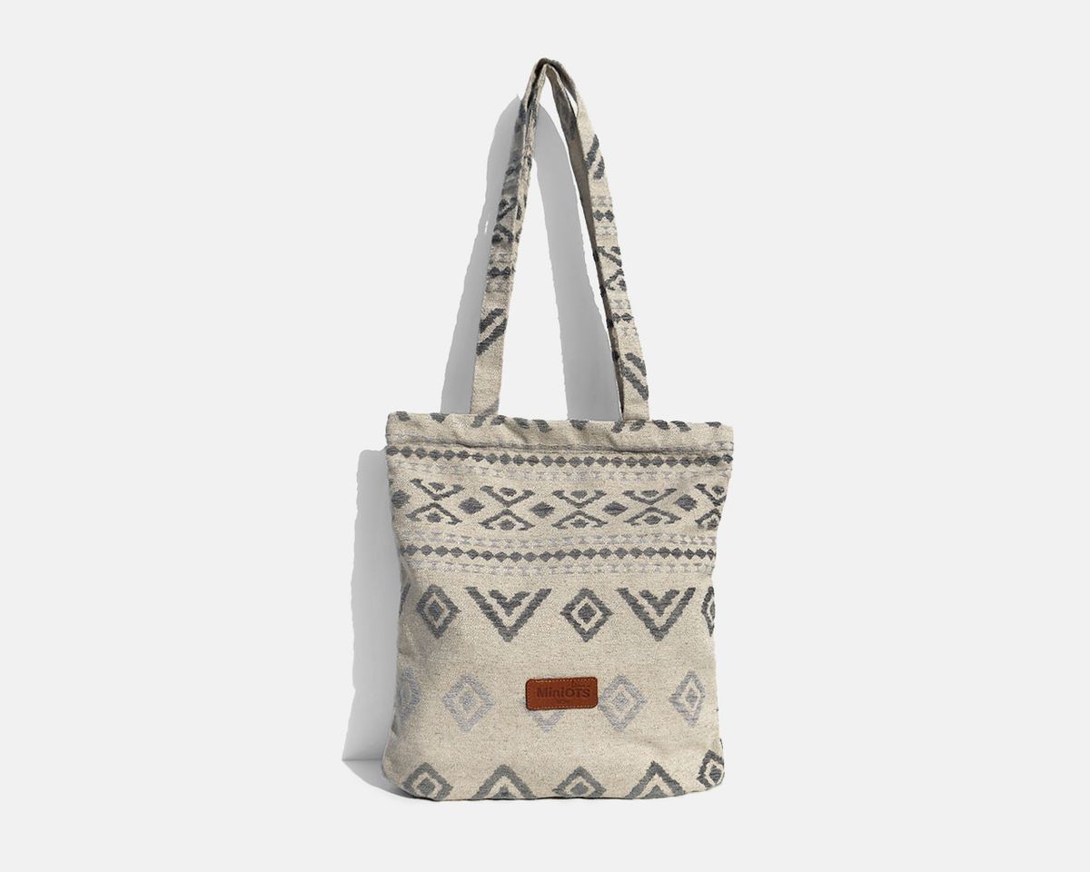 Bolsa tipo shopper mediana MINIOTS étnico gris